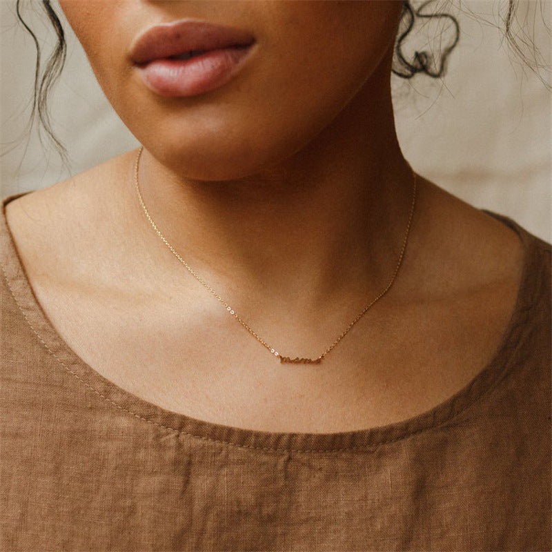 S925 Mama Letter Necklace In Silver Collarbone Chain