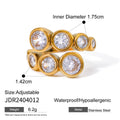 Cubic Zirconia Organic Shape Open Stainless Steel Ring in 18K Gold-Tone featuring cubic zirconia and a gold-tone finish