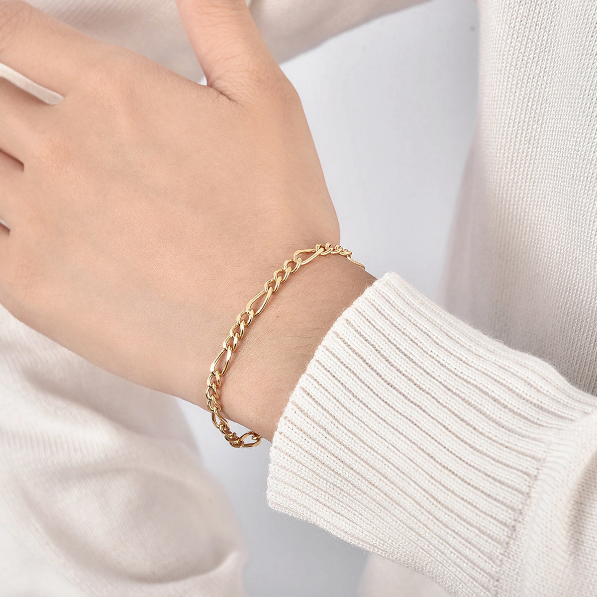 B0046  Fashion Figaro Chain Bracelet Jewelry New Arrival Bracelet Brass Gold Plated Bracelet Female
