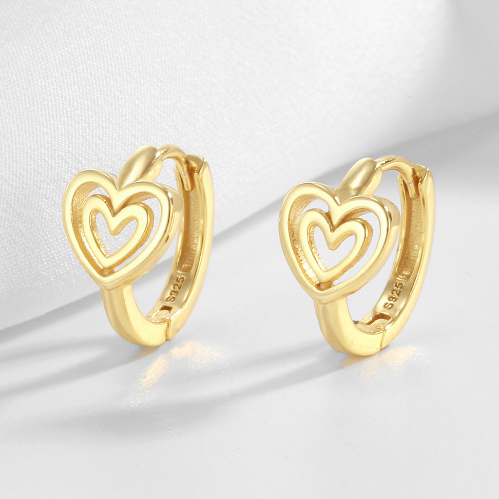SE0332 S925Silver Hollow Heart Butterfly Small Hoop Vintage Earrings Design