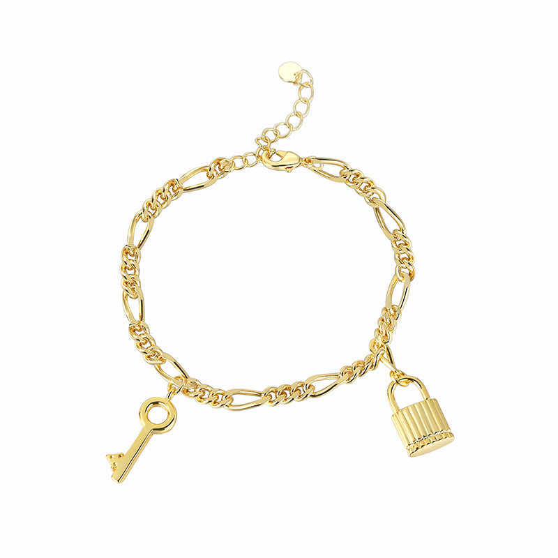 B0093 gold Key Matching Lock Bracelet for Women Simple Style