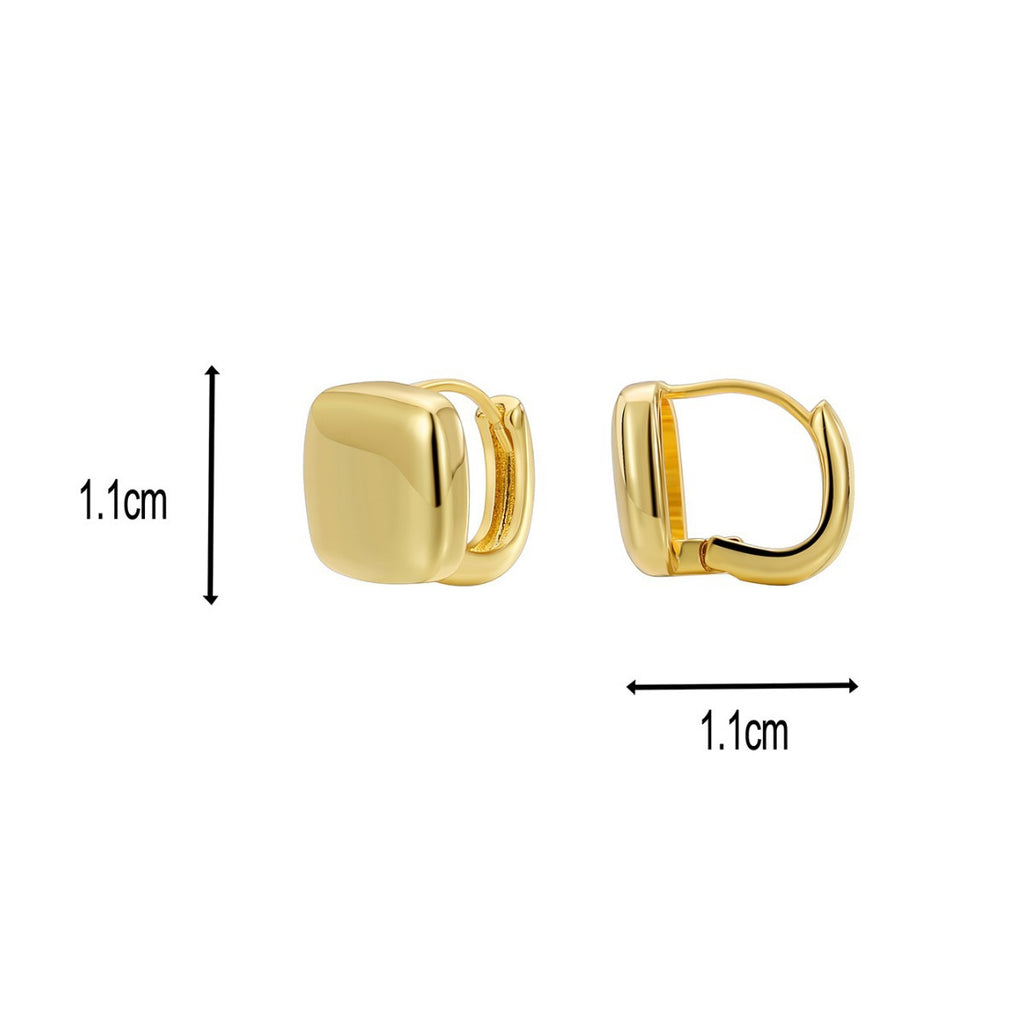 E0618 Fashion Simple Geometric Square Smooth Earrings for Women Copper Gold Plated Minimalist Design Small Ear Clips