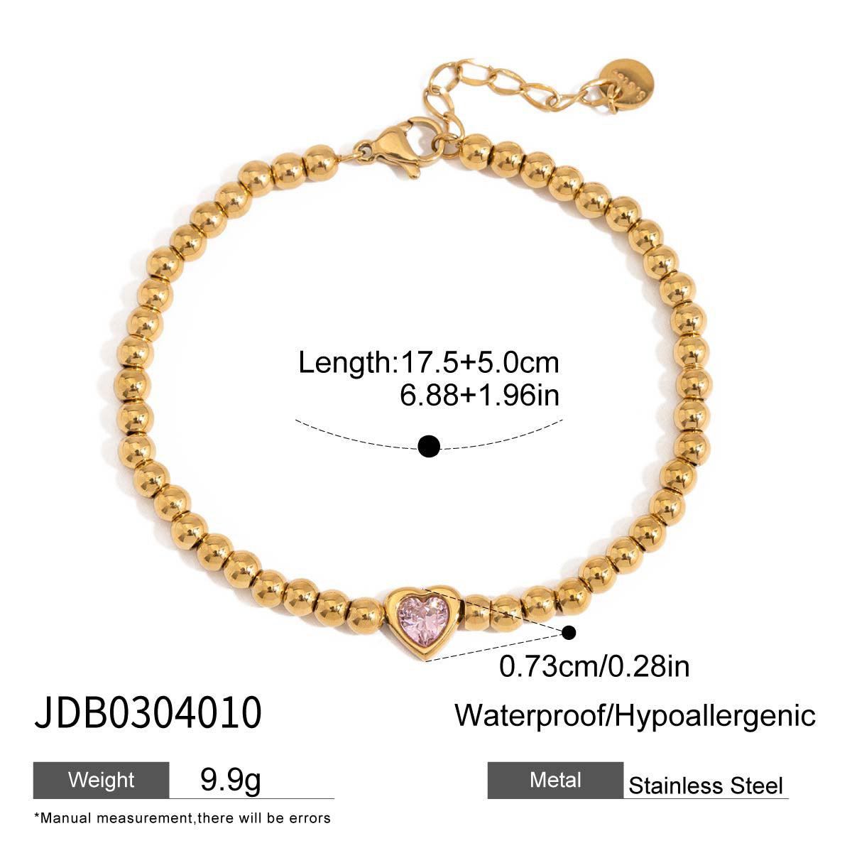 2H Stainless Steel Zircon Bracelet Jewelry Non-Fading Jewelry Bracelet for Women