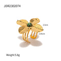 Gold-Plated Brass Floral Turquoise Adjustable Ring featuring turquoise and a gold-tone finish — jewelry finish and design detail
