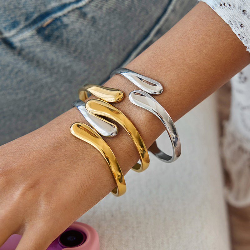 2H Stainless Steel Spring Bracelet Stainless Steel Jewelry for Women Non-Fading