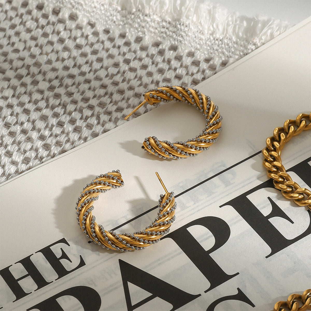 2H Stainless Steel Double C Earrings Studs Ear Jewelry earrings