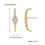 E0476 Fashion Brass Gold-Plated Modern Minimalist Style Earrings for Women with Zirconia