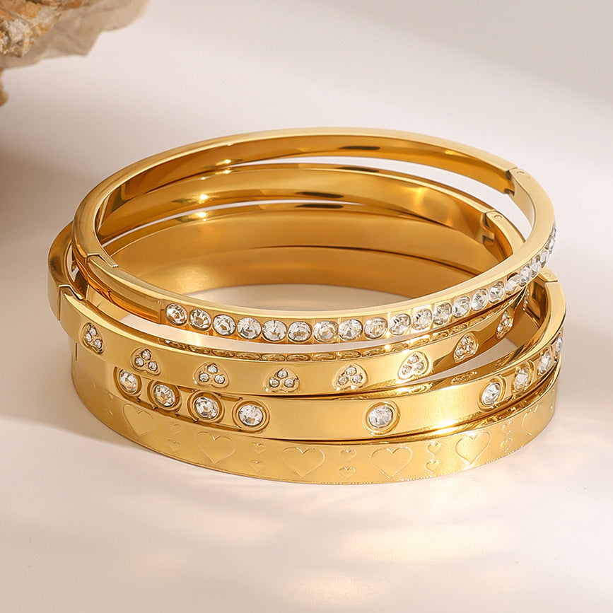 2H Stainless Steel Zircon Bracelet Clasp Bangle bracelet