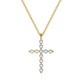 18K Gold-Plated Brass Cross CZ Pendant Necklace with a pendant design profile