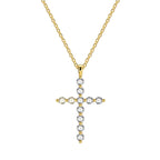N0248 Fashion Plated18K Gold Cross Zircon Pendant Necklace for Women Versatile Necklace