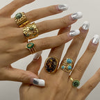 Stainless Steel Natural Stone Turquoise Ring ring