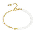 Gold-Plated Brass Shell Paperclip Pearl Bracelet with a refined design profile