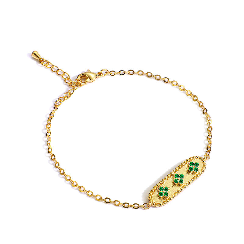 Fashion Retro Best Friend Bracelet for Women Copper Inlaid Zircon Style Jewelry