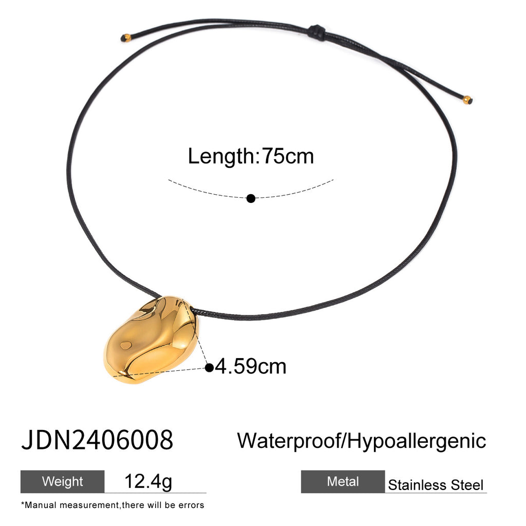 Black Rope Necklace Design Sense Collarbone Chain Non-Fading Stainless Steel Jewelry