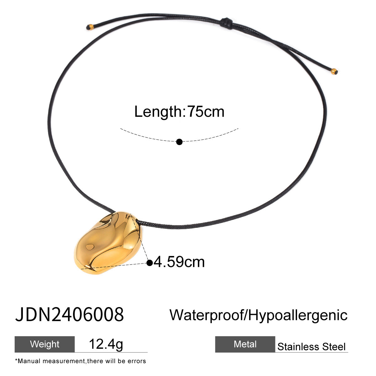 Black Rope Necklace Design Sense Collarbone Chain Non-Fading Stainless Steel Jewelry