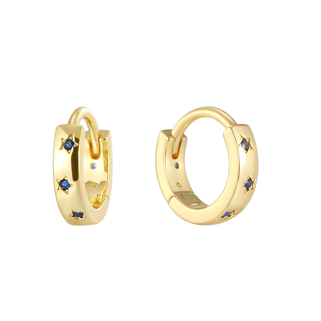 E0768 Simple Fashion Geometric Round Earrings for Women, Gold-Plated with Zirconia