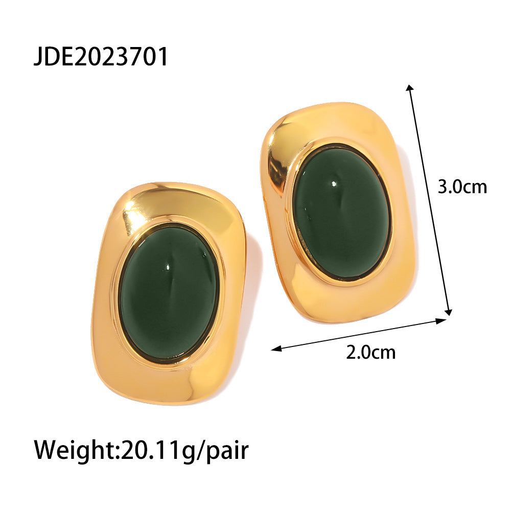 2H Trendy  Accessories18k Gold Vintage Oval Earrings Trendy Fashion Versatile Ear Jewelry