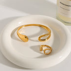 Stainless Steel gold Water Drop Bracelet Ring Open Adjustable rings