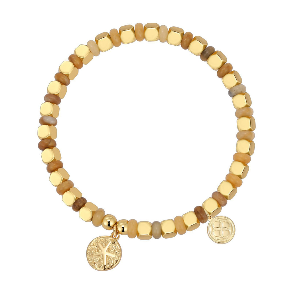 B0255 Vintage Fashion Seal Starfish Beaded Copper Plated14k Gold Holiday Bracelet