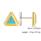 E0569 Small Elegant Triangle Stud Earrings for Women Fashion Brass Gold-Plated Turquoise Earrings