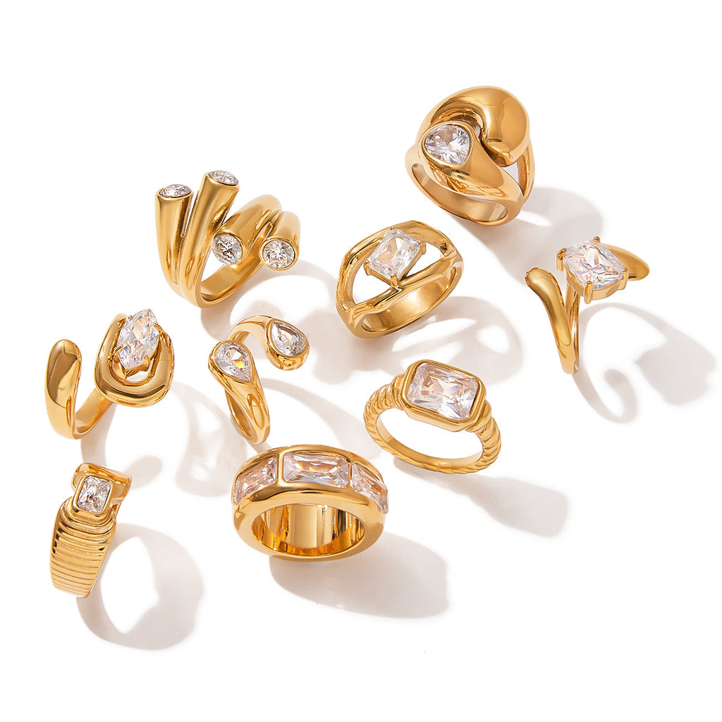 Zircon Ring Non-Fading Jewelry Stainless Steel Accessories rings