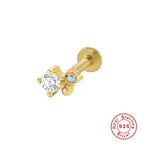 S925Sterling Silver Creative Geometric Flower Flat Head Threaded Piercing Earrings Hot Selling Ear Bone Studs