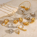 Stainless Steel Water Drop Necklace Earrings Open Bracelet Ring Jewelry