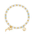 14K Gold-Plated Brass Dolphin Beaded Stone Bracelet styled for independent jewelry boutiques — jewelry finish and design detail