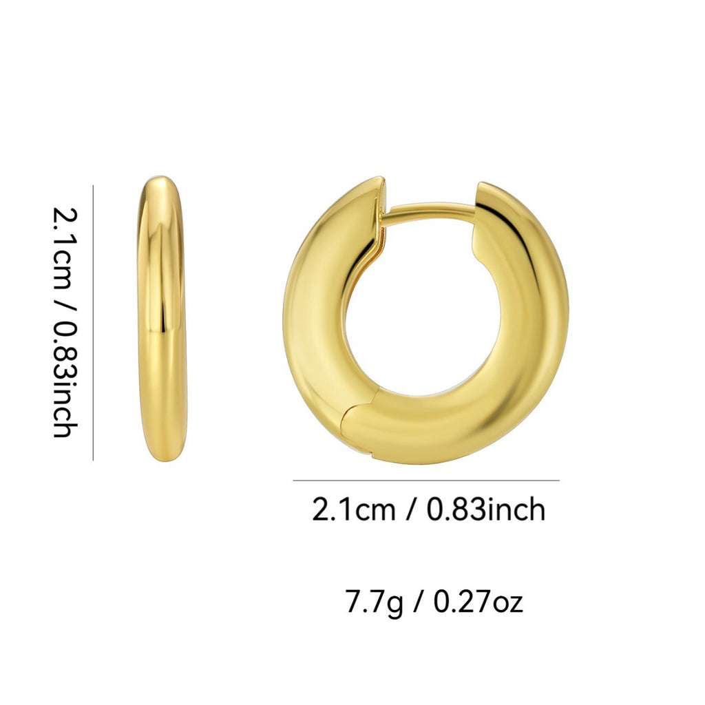 E0582 Simple Design Glossy Earrings for Women Brass Gold-Plated Geometric Round Hoop Earrings