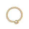 Gold-Plated Brass Cuban Link CZ Bangle Bracelet with a linked design profile — jewelry finish and design detail