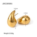 Gold-Plated Teardrop Open Profile Stainless Steel Drop Earrings — jewelry construction