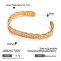Cubic Zirconia Open Profile Gold-Plated Stainless Steel Cuff Bracelet — product styling — jewelry finish and design detail