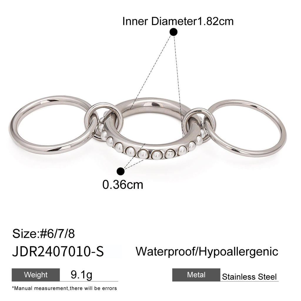 Stackable Pearl Rings Non-Fading Jewelry Stainless Steel