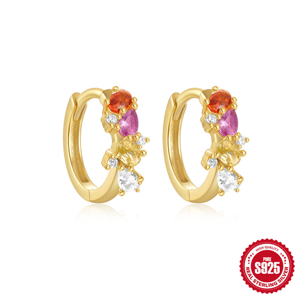 S925Sterling Silver Double Row Diamond Minimalist Fashion Hoop Earrings Hot Selling Classic High-end Earrings Jewelry