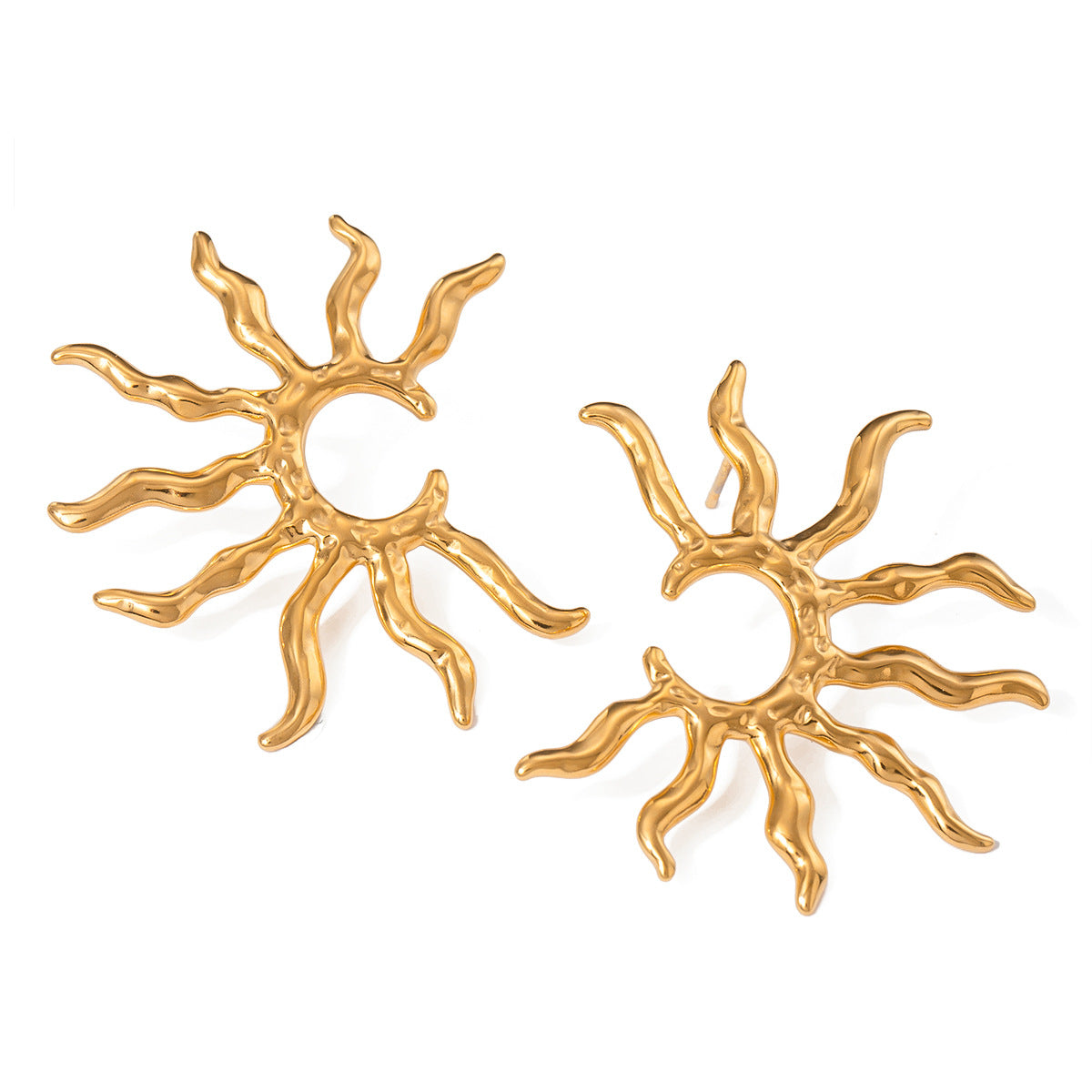 Stainless Steel Earrings Sunflower Studs Electroplated Non-Fading Jewelry