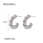 2H Women's Twisted Spiral Hoop Earrings 18K Gold-plated Stainless Steel gold Ear Jewelry