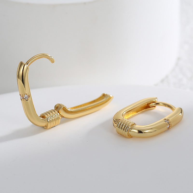 E0456 Geometric Earrings for Women New Arrival U Zircon Earrings