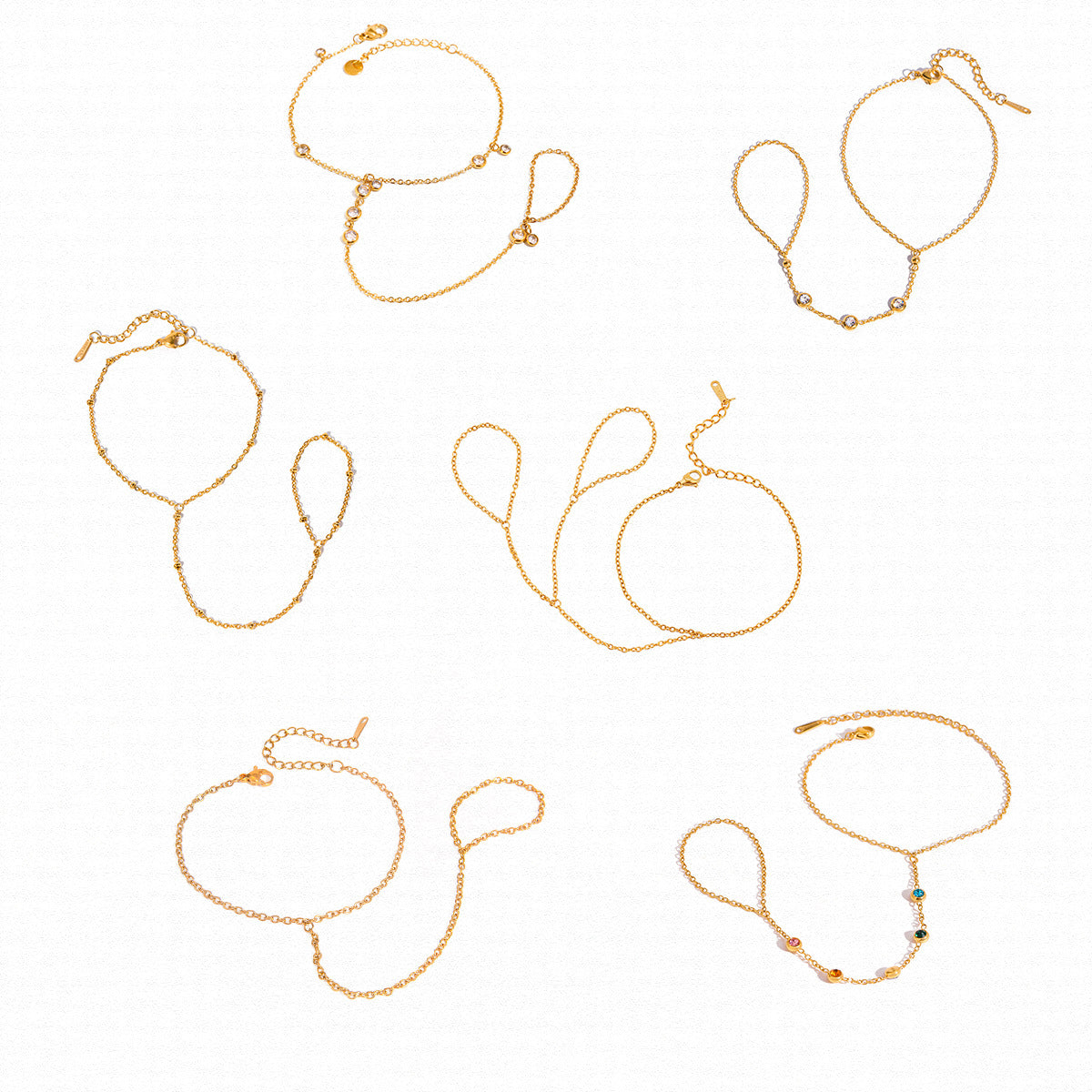 Stainless Steel Zircon Pearl Finger Bracelet Non-Fading Jewelry