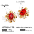 Gold-Tone Red Agate Stainless Steel Stud Earrings styled for independent jewelry boutiques