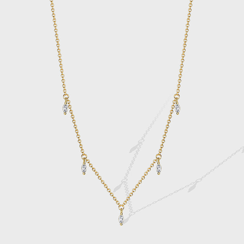 N0188 New Fashion Design White Zircon Necklace for Women Simple Versatile Tassel Chain Collarbone Chain