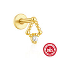 Opal Stud Chain 925 Sterling Silver Earrings — side profile — alternate angle 3 — jewelry finish and design detail