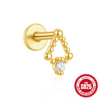 S925Sterling Silver Flat Threaded Piercing Chain Earrings Hot Sale Fashion Inlaid Diamond Opal Ear Bone Stud Earrings for Women