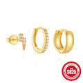 Classic 925 Sterling Silver Hoop Earring Set — craftsmanship detail — alternate angle 2 — jewelry finish and design detail