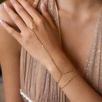 Finger Bracelet Stainless Steel Pearl Jewelry Ring Non-Fading for Women