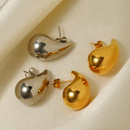Sense of Design18K Gold Chubby Water Drop Earrings Small Size Women's Fashion Versatile Earrings