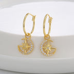 E0830 Fashionable Elegant Earrings for Women Plated Star Moon Inlaid Zircon Earrings