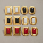 Stainless Steel Agate Stud Earrings for Women, Non-Fading Earrings Jewelry