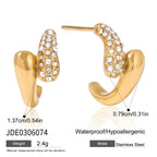 Zircon C Hoop Earrings Stud Stainless Steel Jewelry for Women Non-Fading