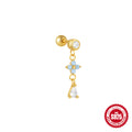 Moon Star 925 Sterling Silver Cartilage Studs — pair presentation — alternate angle 3 — jewelry finish and design detail
