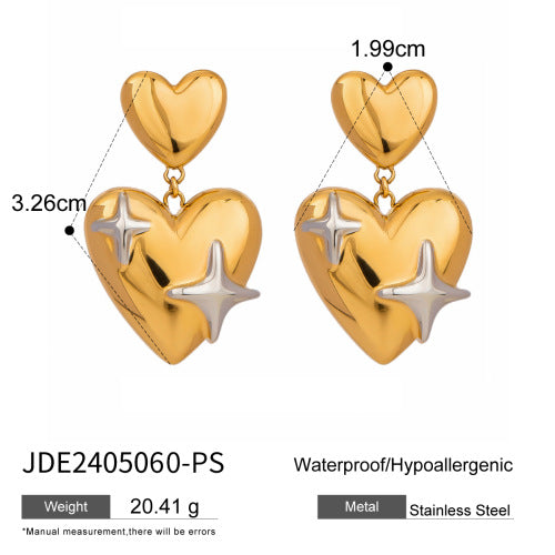 2H Stainless Steel Tassel Earrings Star Stud Earrings Jewelry Non-Fading